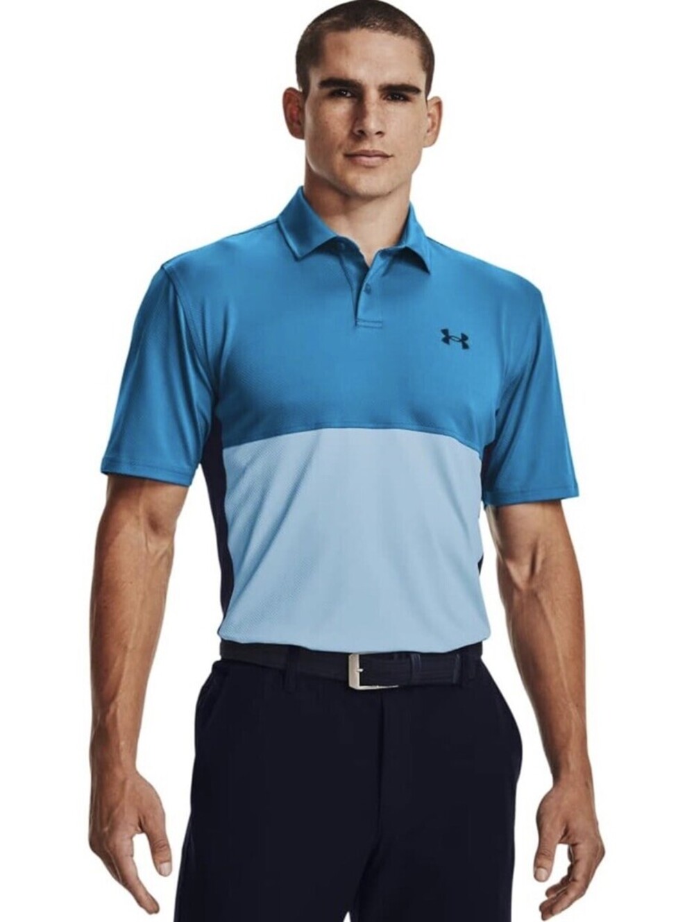 Under Armour Blocked Performance Polo Mens Size 2XL Tall Shirt Loose Fit Blue